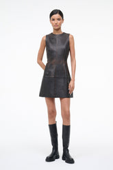 BINX LEATHER DRESS | DISTRESSED BROWN